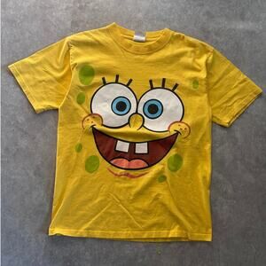 2000s Vintage SpongeBob Big Print Yellow T Shirt Size L